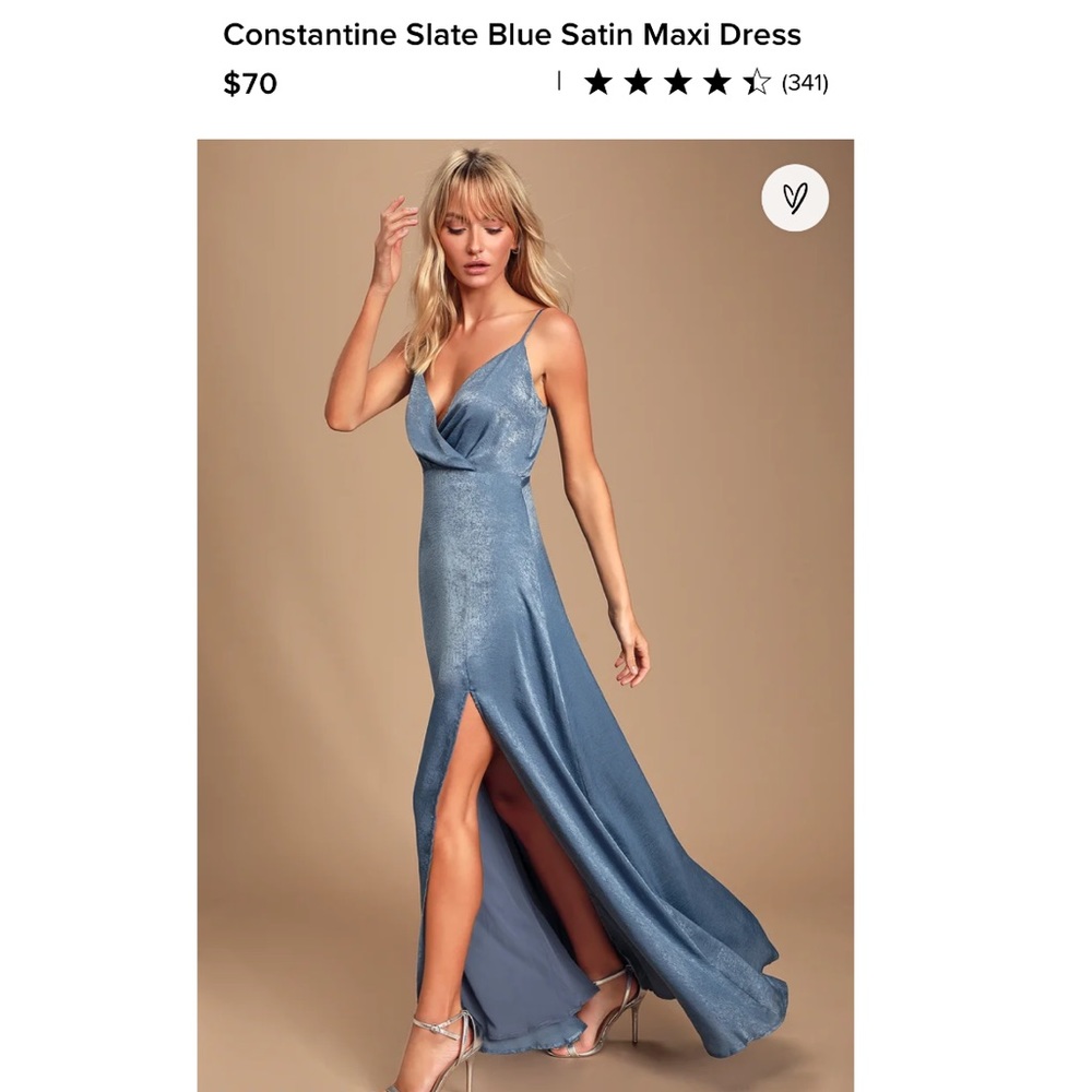 Lulus Constantine Slate Blue Satin Maxi Dress